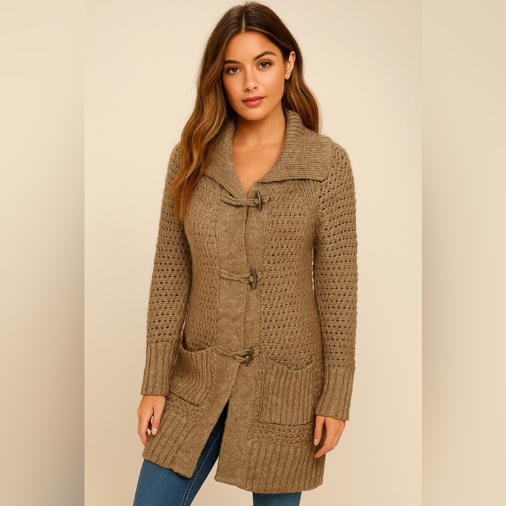 FWM Fenn Wright Manson Wool Alpaca Blend Knit Cardigan Long Sweater Jacket Small